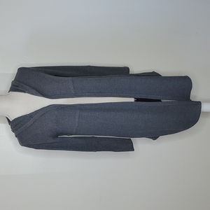 Paper Crane Women's Dark Grey Hooded Waffle Knit Open Cardigan Size XS